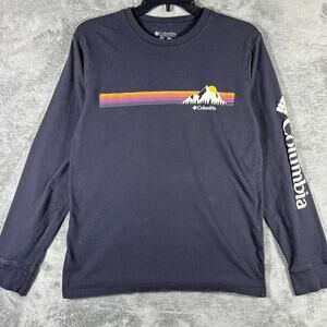 Columbia Shirt Men's M Long Sleeve Graphic Logo Mountain Outside‎ 100% Cotton